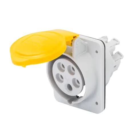 10° ANGLED FLUSH-MOUNTING SOCKET-OUTLET HP - IP44/IP54 - 3P+E 16A 100-130V 50/60HZ - YELLOW - 4H - F