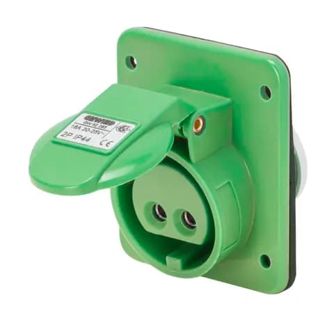 10° ANGLED FLUSH-MOUNTING SOCKET-OUTLET - IP44 - 3P 16A 20-25V and 40-50V 100-200HZ - GREEN - 4H - S