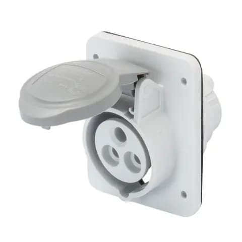 10° ANGLED FLUSH-MOUNTING SOCKET-OUTLET HP - IP44/IP54 - 2P+E 16A TRANSFORMER 50/60HZ - GREY - 12H -