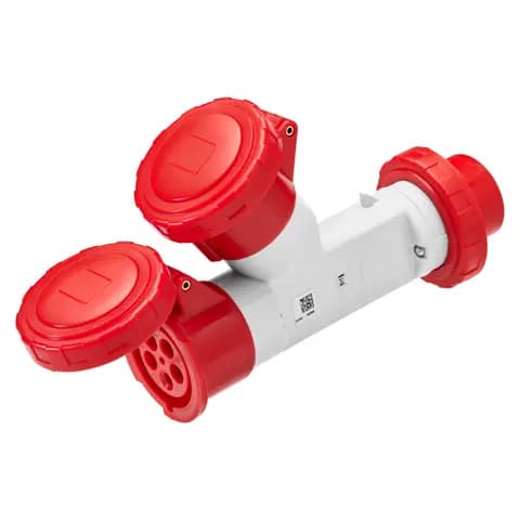 MULTIPLE SOCKET-COUPLERS 2 OUTPUTS IP67 - PLUG 16A - 2 SOCKET-OUTLETS 3P+N+E 400V 50/60HZ - RED - 6H