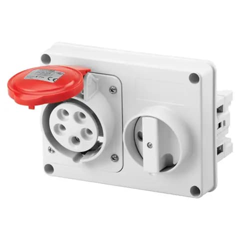 FIXED INTERLOCKED HORIZONTAL SOCKET-OUTLET - WITHOUT BOTTOM - WITHOUT FUSE-HOLDER BASE - 3P+N+E 32A