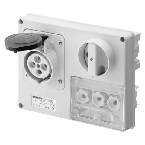 FIXED INTERLOCKED HORIZONTAL SOCKET-OUTLET - WITHOUT BOTTOM - WITH FUSE-HOLDER BASE - 3P+N+E 16A 480