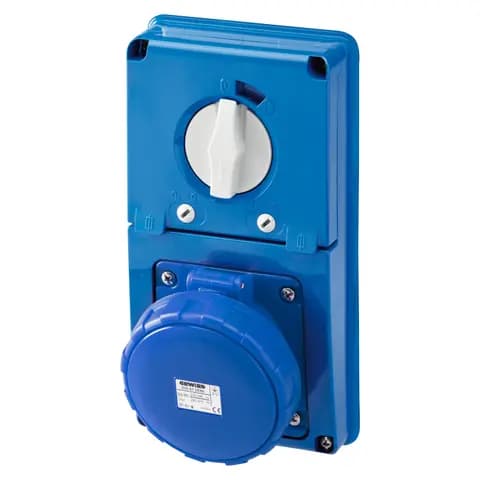 VERTICAL FIXED INTERLOCKED SOCKET OUTLET - WITHOUT BOTTOM - WITH FUSE-HOLDER BASE - 2P+E 63A 200-250
