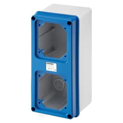SURFACE MOUNTING BOX WITH FLANGED COVER FITTED FOR 2 LIDS - IP67