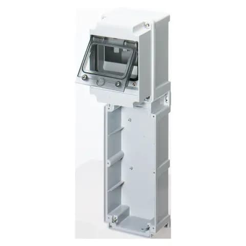MODULAR BASE WITH PANEL WITH WINDOW AND EN50022 RAIL - 1 SOCKET OUTLET 16/32A / SELV - 6 MOD.EN50022