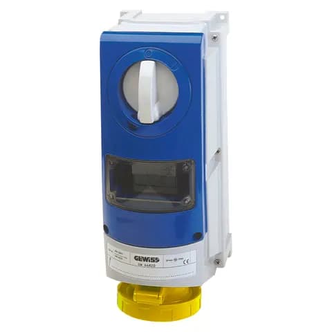 VERTICAL FIXED INTERLOCKED SOCKET OUTLET - WITH BOTTOM - WITH FUSE-HOLDER BASE - 2P+E 63A 100-130V-5