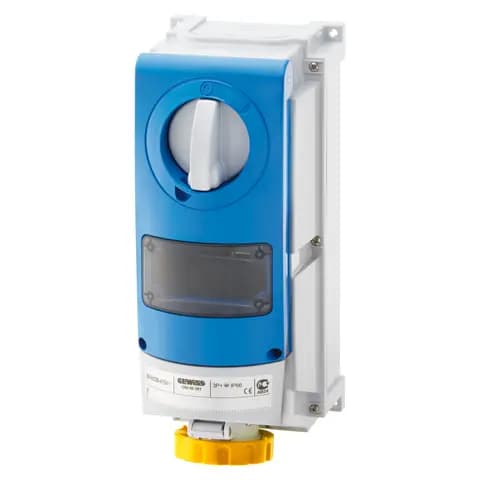 VERTICAL FIXED INTERLOCKED SOCKET OUTLET - WITH BOTTOM -FOR MOUNTING MODULAR DEVICES - FOR HEAVY-DUT