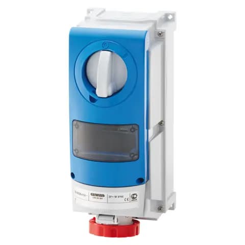 VERTICAL FIXED INTERLOCKED SOCKET OUTLET - WITH BOTTOM -FOR MOUNTING MODULAR DEVICES - FOR HEAVY-DUT
