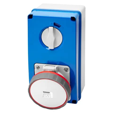 VERTICAL FIXED INTERLOCKED SOCKET OUTLET - WITH BOTTOM - WITHOUT FUSE-HOLDER BASE - 2P+E 63A 380-415
