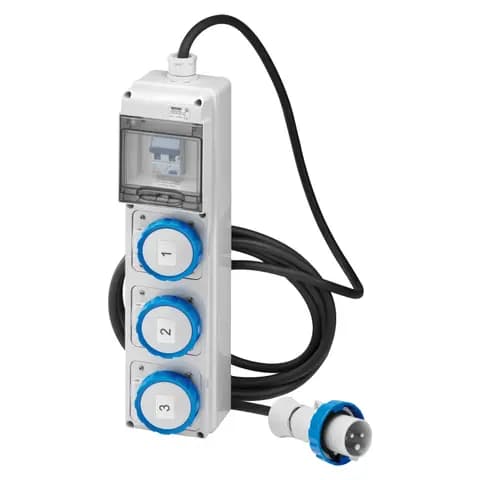 Q-DIN 5 ACS - MOBILE-PORTABLE - WITH CABLE AND PLUG - 3 2P+E 16A IEC309 - IP65
