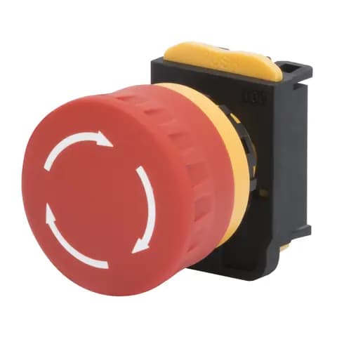 MUSHROOM-HEAD ENERGENCY BUTTON - ROUND - DIAMETER 40MM - WITH HOLDING - NOT ILLUMINATED