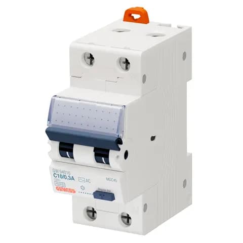 COMPACT RESIDUAL CURRENT CIRCUIT BREAKER WITH OVERCURRENT PROTECTION - MDC 45 - 1P+N CURVE C 10A TYP