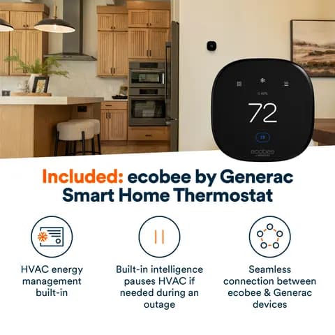 Standby Generator, 28kW with Transfer Switch and ecobee Smart Thermostat | Cellular