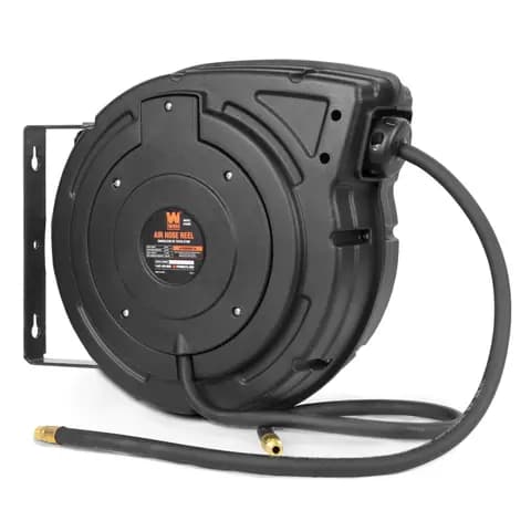 WEN AH500E 50-Foot by 3/8-Inch Retractable Pneumatic Air Hose Reel, 300 PSI, Hybrid Polymer