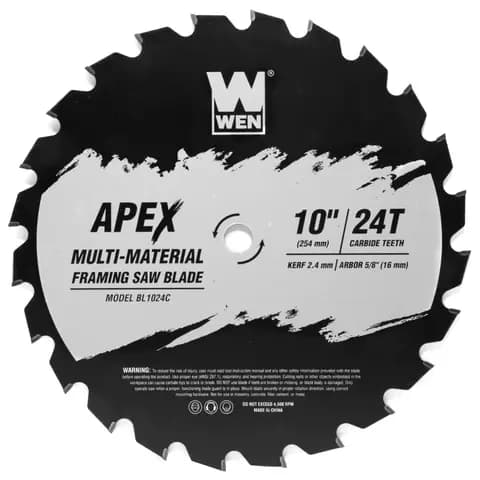 WEN BL1024C Apex 10-Inch 24-Tooth Carbide-Tipped Multi-Material Industrial-Grade Framing Saw Blade