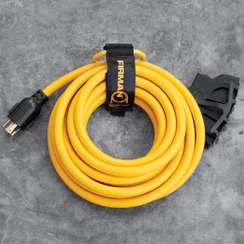 25ft Heavy Duty L14-30P to (4) 5-20R Power Cord With Storage Strap