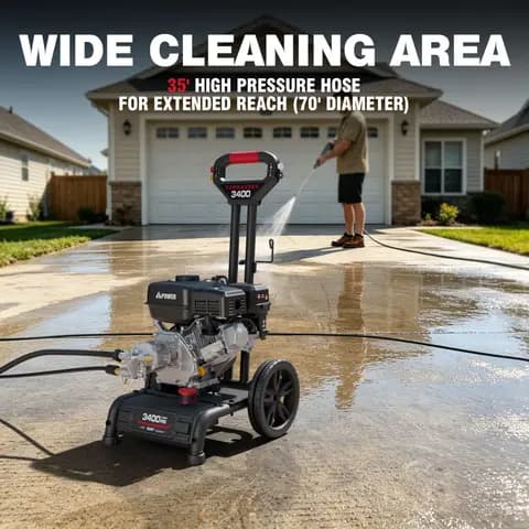 AiPower Single Handle Gas Pressure Washer 3400PSI 2.4 GPM Gas Powered Pressure Washer 10'' C3400